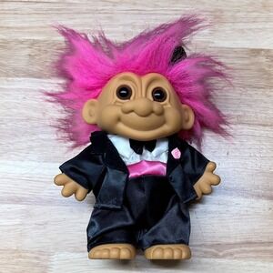 Vintage Russ Berne Groom Troll Doll Pink Hair Tuxedo Wedding Collectible Large